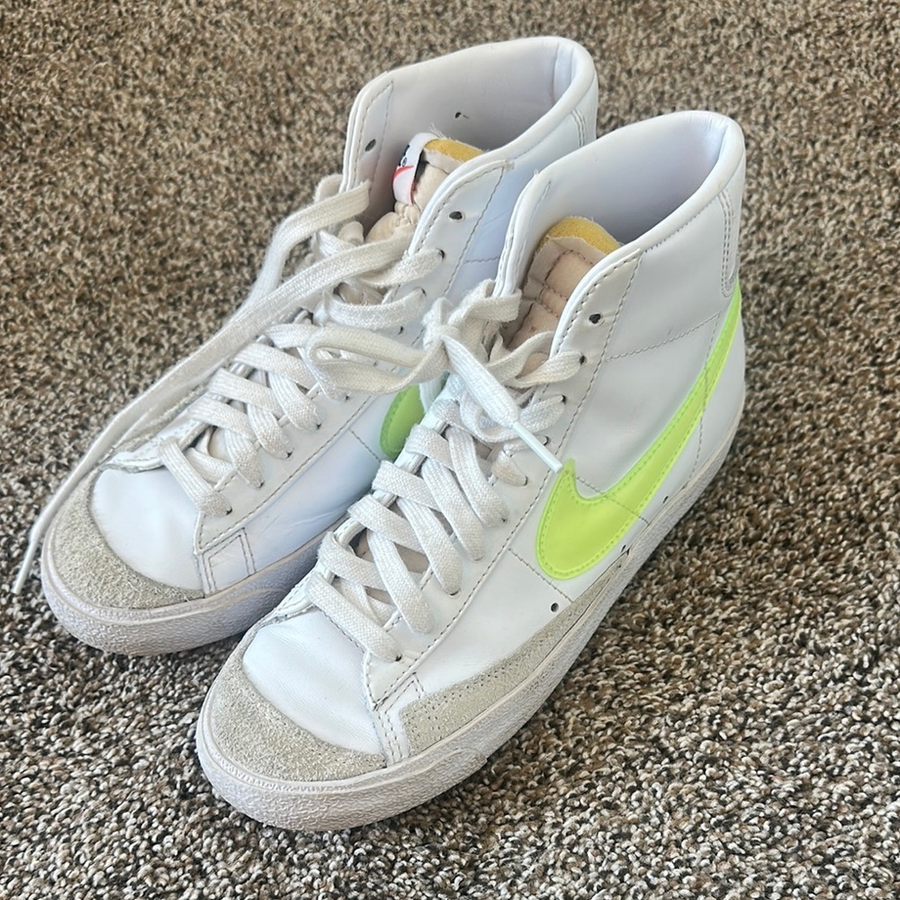 Nike White and Neon Green Athletic Shoes